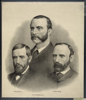 Leaders of the Land War revolt; John Dillon, Chas. Stewart Parnell, Michael Davitt